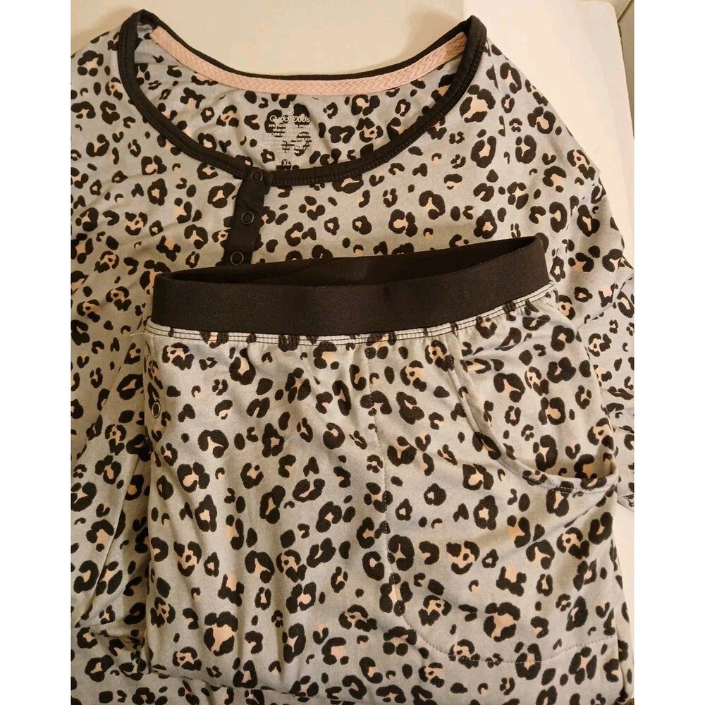 Cuddl Duds Pajama Set Womens Xlg Black-PINK DOTS HENLEY TOP-BANDED BOTTOM